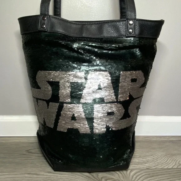 Disney Parks Star Wars Large Tote Bag 2 Sided Purse Flip Sequin w/ 4 Logo Design - Picture 7 of 16